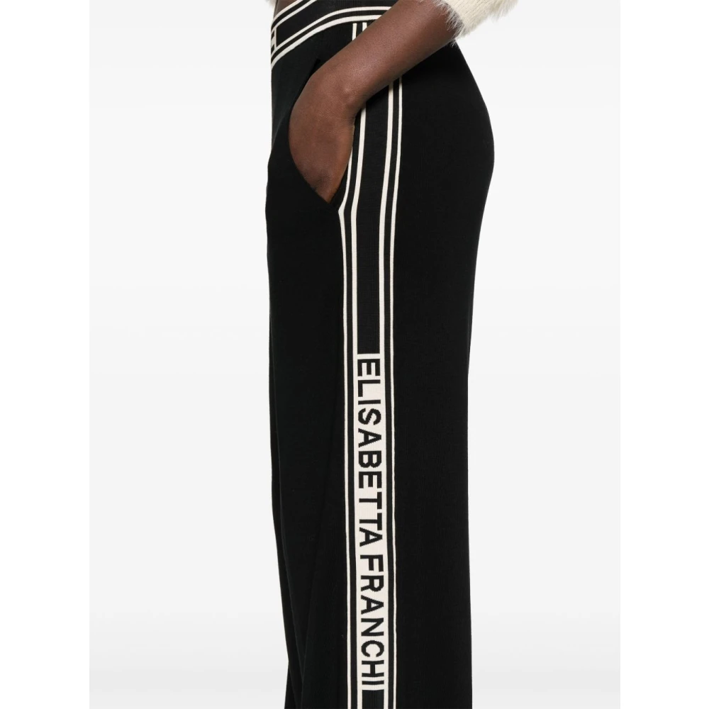 Elisabetta Franchi Zwarte broek met elastische tailleband en zakken Black Dames