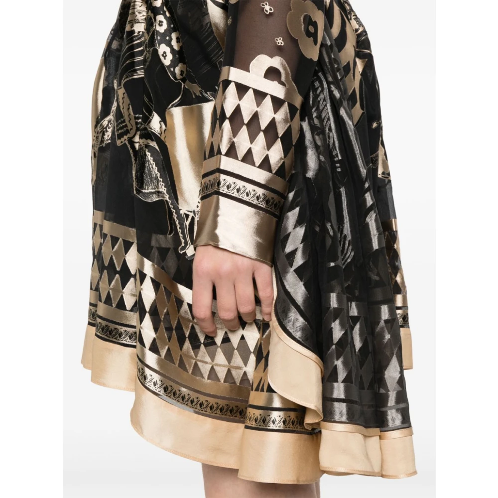 Zimmermann Zwart Beige Chiffon Mini Jurk Multicolor Dames