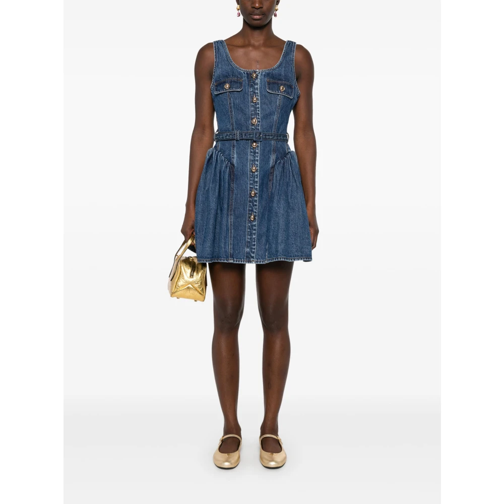 Self Portrait Uitlopende Mini-jurk van Denim Blue Dames