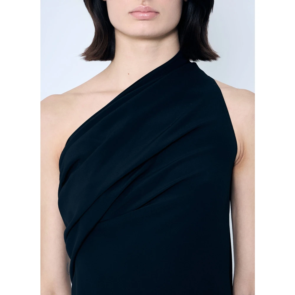 Rick Owens Zijdenmix Maxi Jurk met Drapé Black Dames