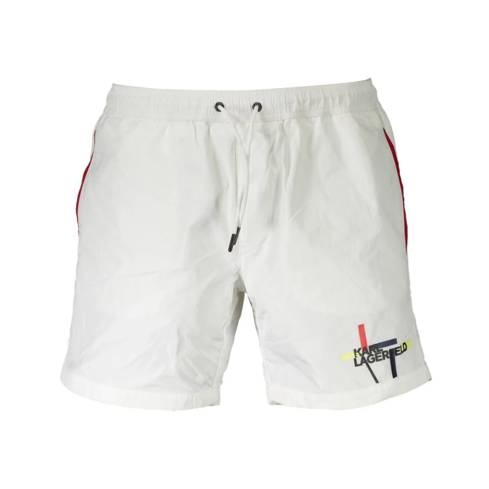 Karl Lagerfeld Men's White Polyester Swim Boxer