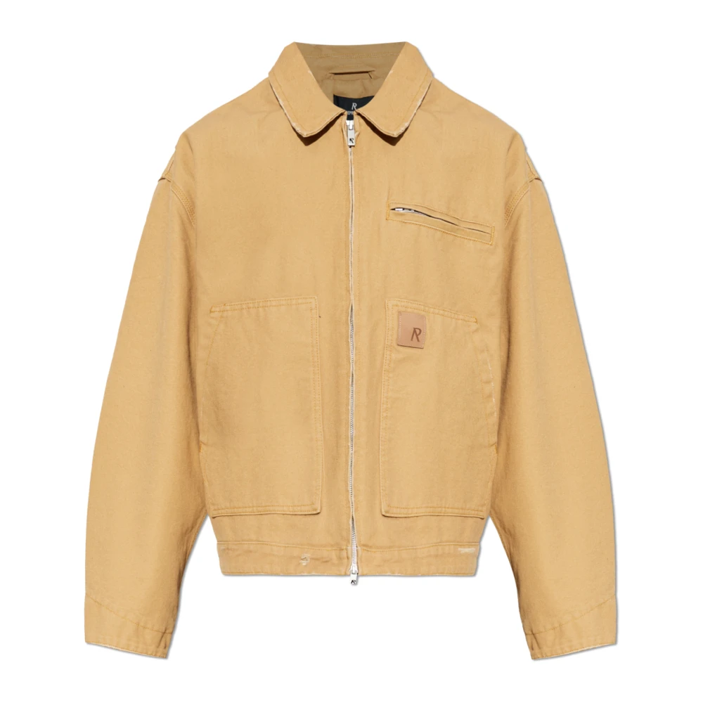 Represent Men's Beige Denim Jackets, L, Vintage-Effect Denim Jacket