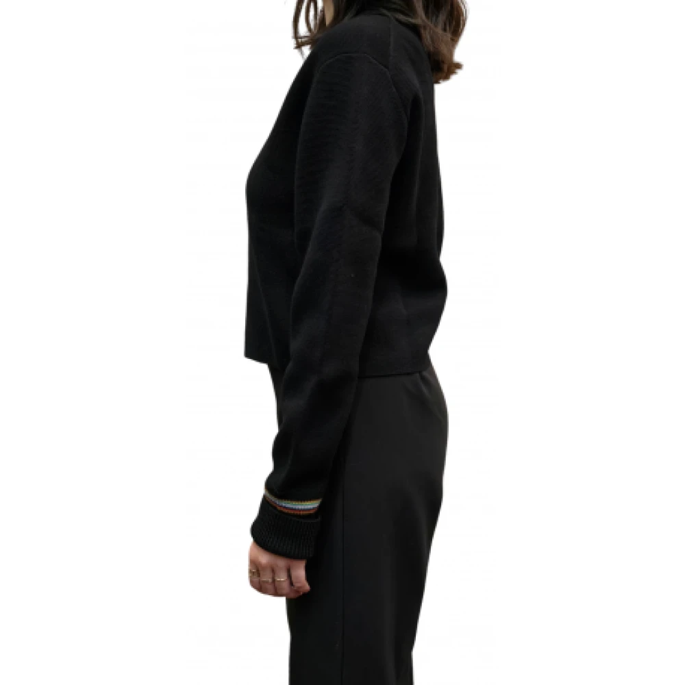 Paul Smith Geblokkeerd gebreid zwart vest met rand Black Dames