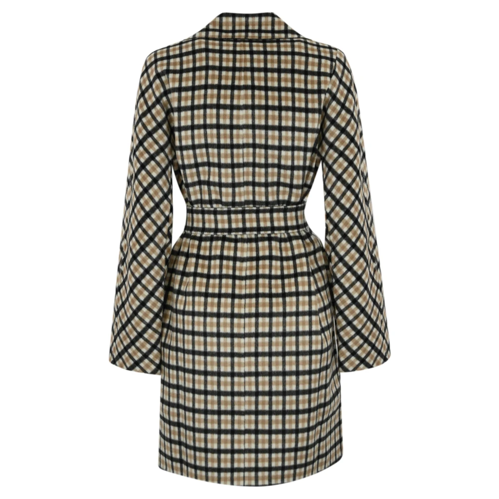 Max Mara Studio Korte wollen geruite jas Beige Dames