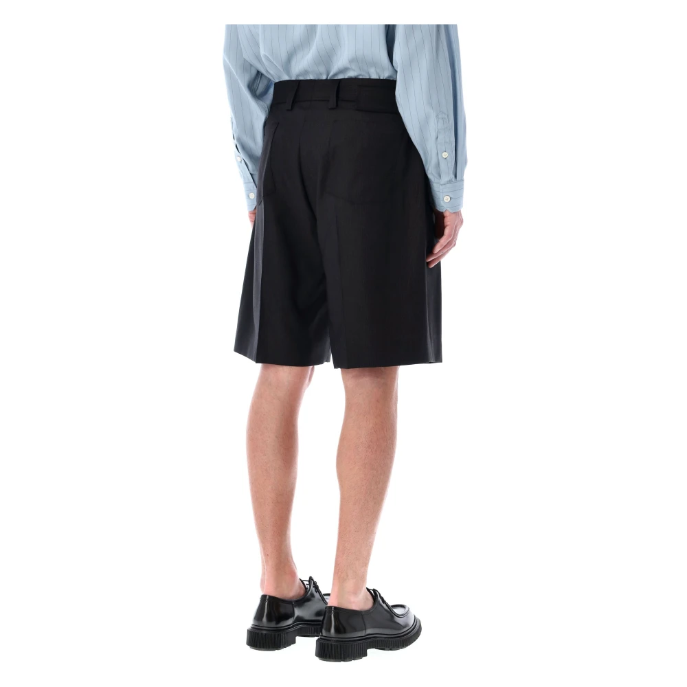 mfpen Klassieke wollen shorts fijne zwarte streep Black Heren
