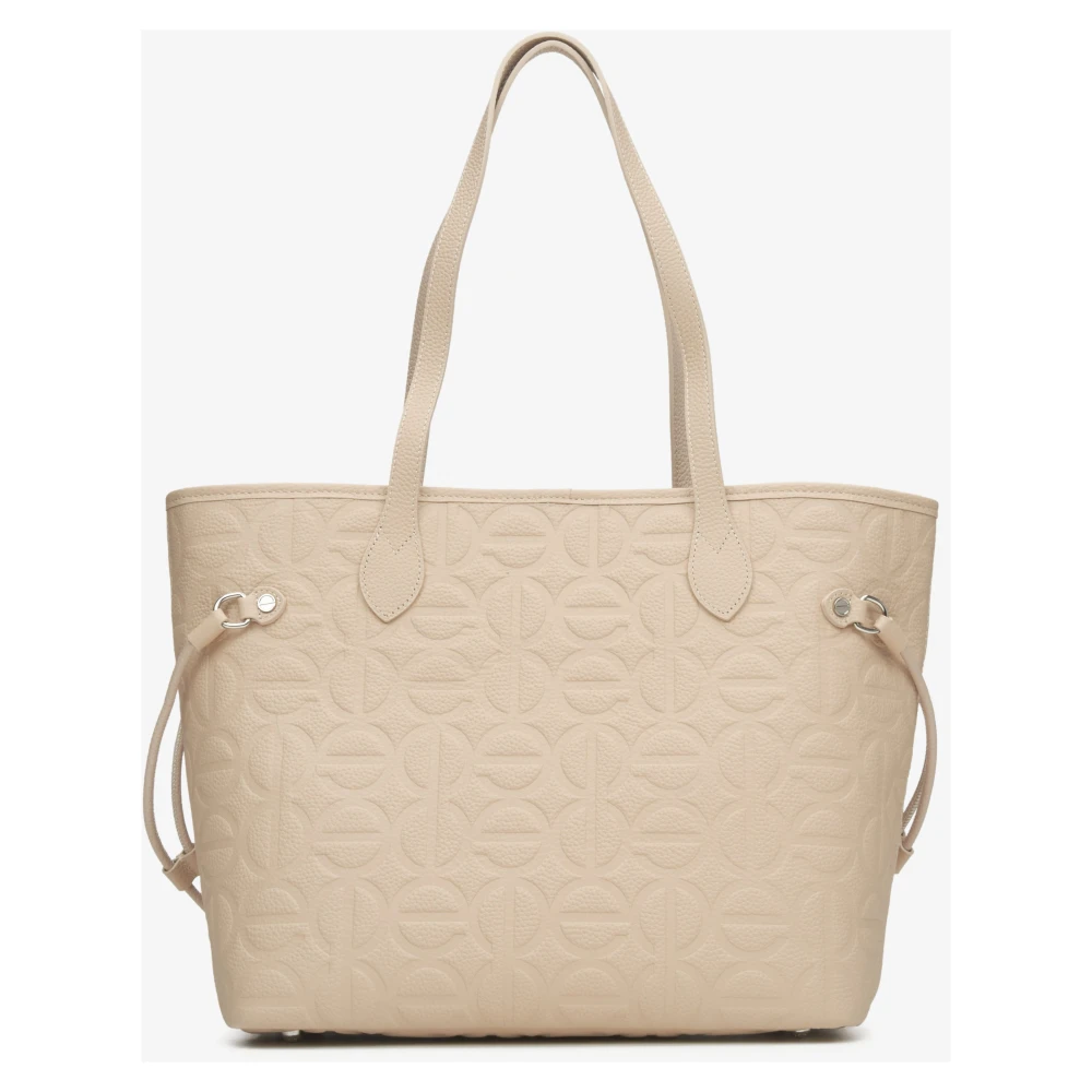 Estro Dames Beige Leren Shopper Tas Er00115046 Beige Dames