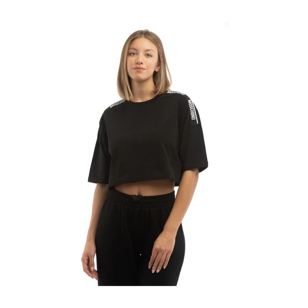 Moschino Women's Black Cotton Crew Neck T-Shirt