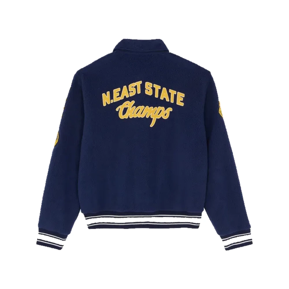 Polo Ralph Lauren Letterman Fleece Jack met Universiteitsgraphics Blue Heren
