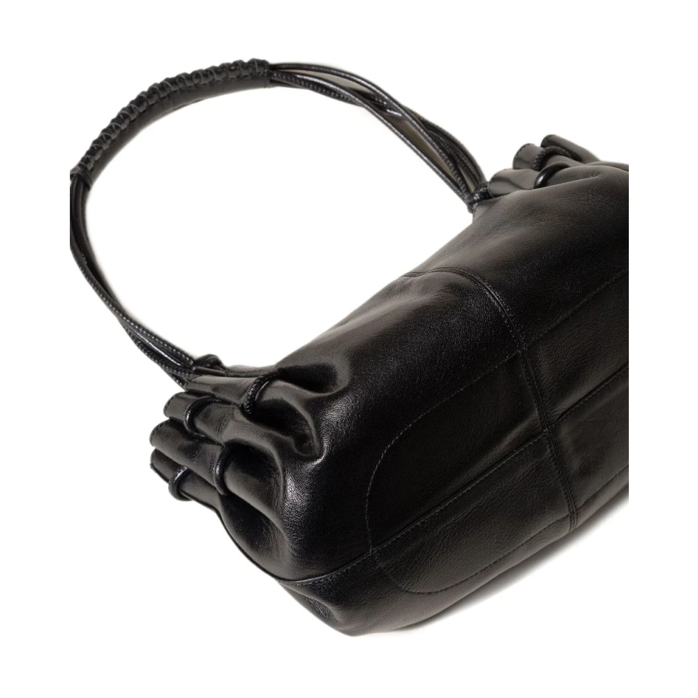 Hereu Zwarte Schoudertas met Knoopdetail Black Dames