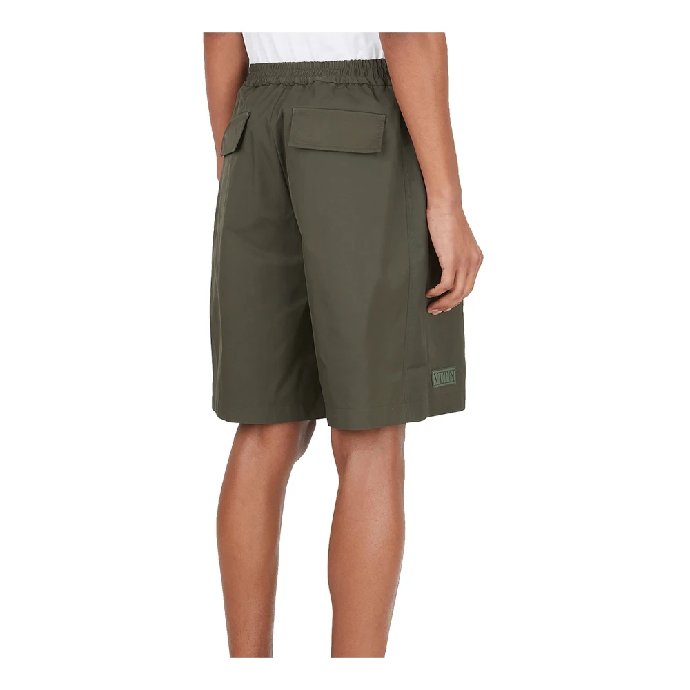 Valentino Logo Patch Tag Shorts Made in Italy Green Heren