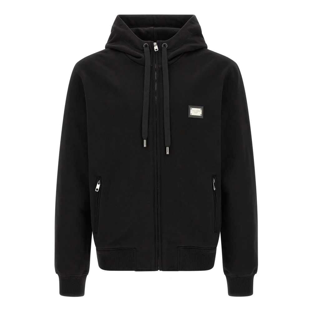 Dolce & Gabbana Men's Black Zip-Throughs, 3XL, Jersey Zip-Up Hoodie