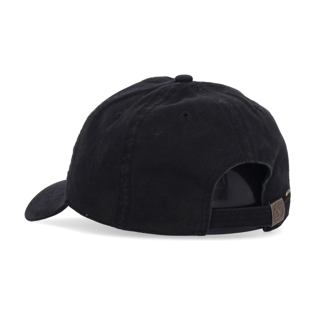 Timberland Canvas Baseball Cap Gebogen Klep Zwart Black Heren