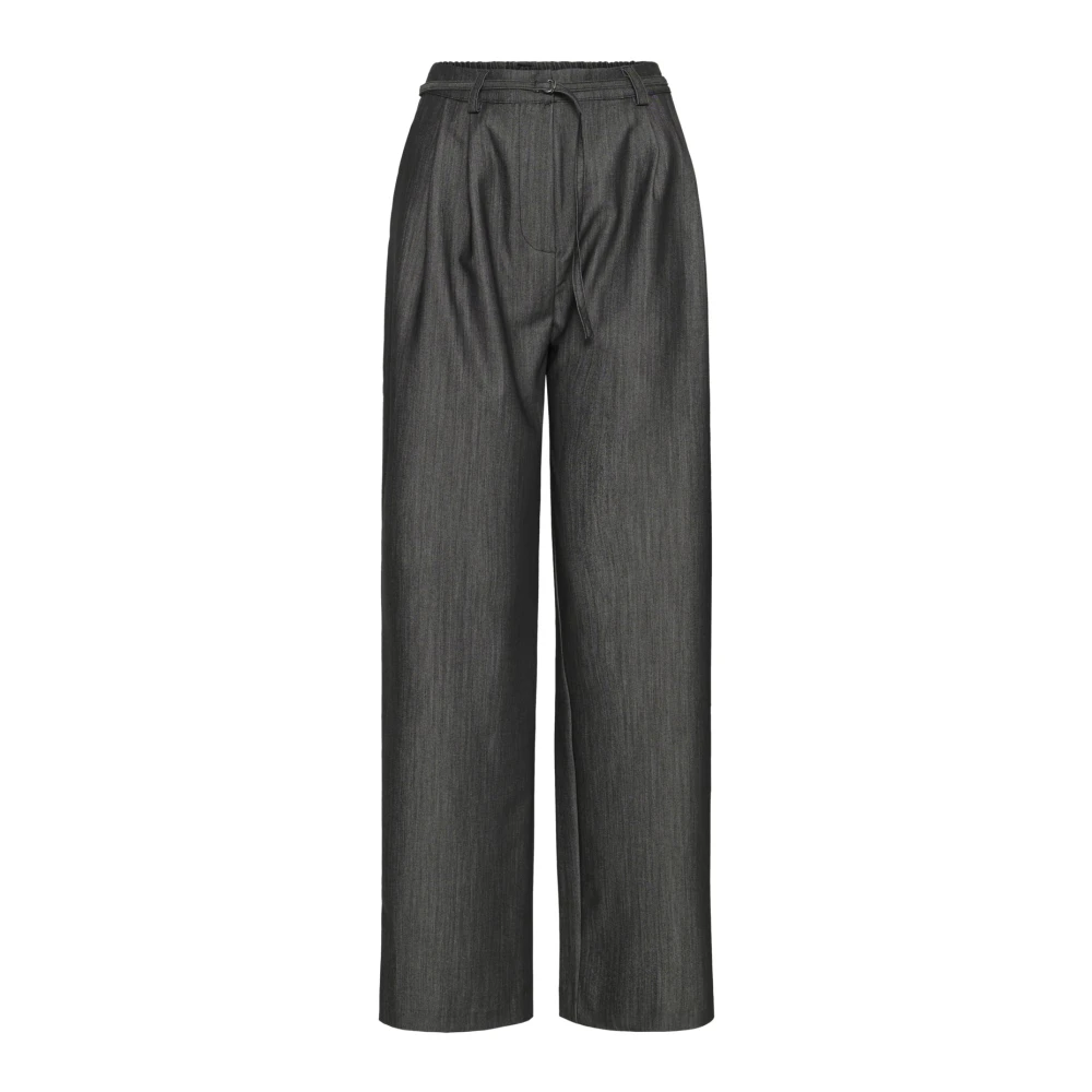 Ichi Black Ihkate Long Wide Trousers - Female - Wide Trousers - M - Trousers
