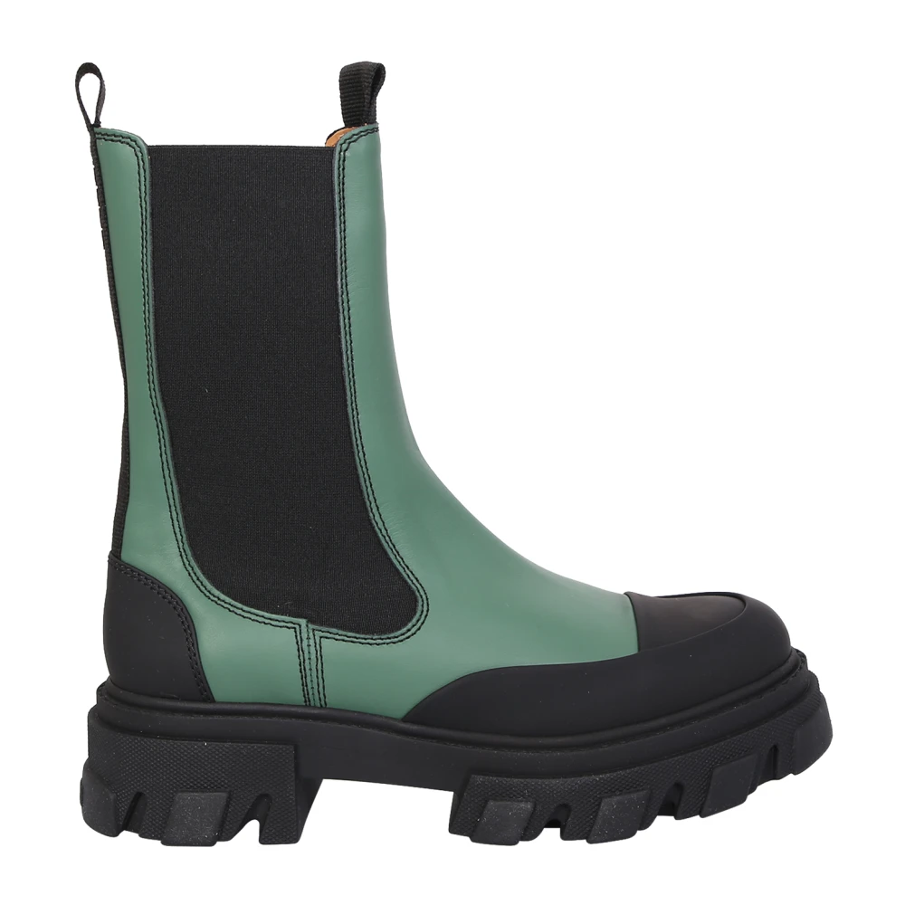 Ganni Leather Chelsea Boots - Female - Chelsea Boots - Green - 3 Uk - Shoes