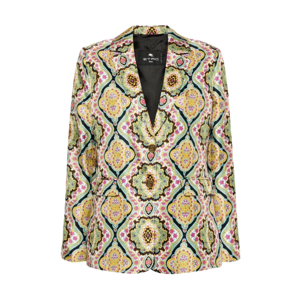 ETRO Bloemenpatroon Zijden Blazer Multicolor Dames