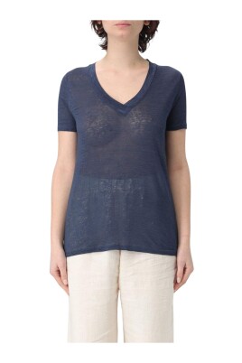marinebla-linned-v-hals-t-shirt