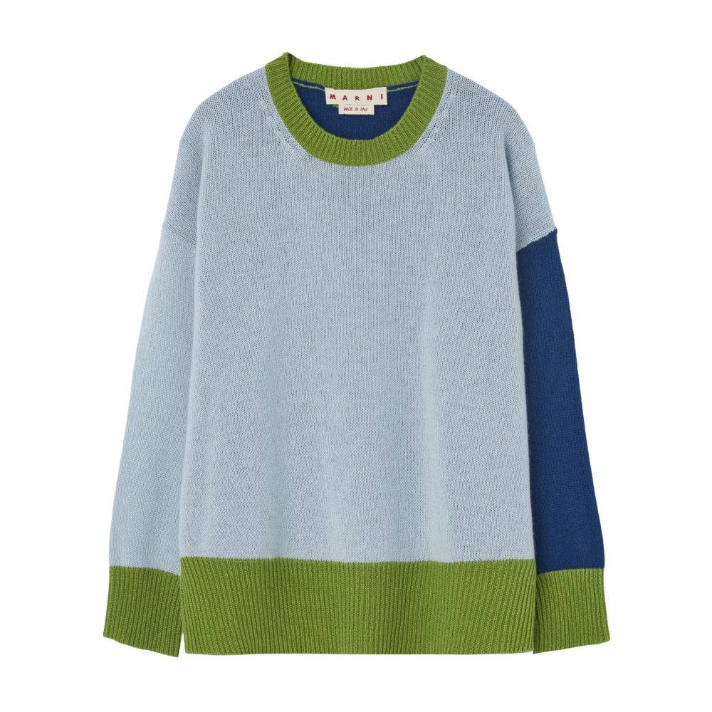 Marni Blauwe Jersey Sweaters met Groene Details Blue Dames
