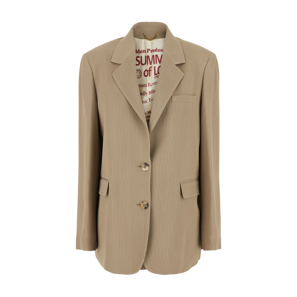 Golden Goose Beige Pinstripe Jas Vrouw Viscose Mix Beige Dames