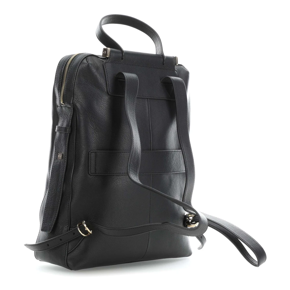 Piquadro Zwarte leren laptoptas met voorvak met rits Black Dames
