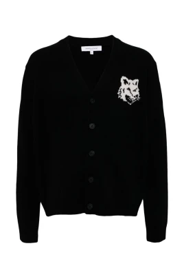 Fox Head Wool Cardigan Sweaters