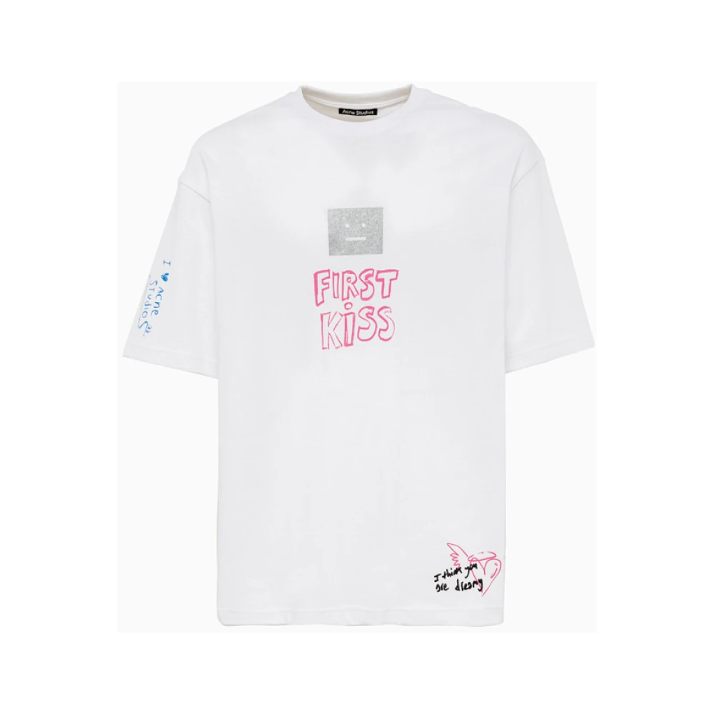 Acne Studios T-Shirt met Logo Print White Heren