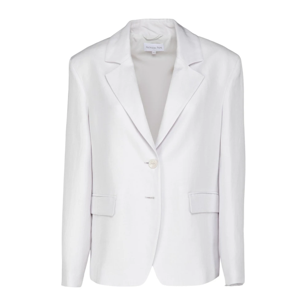 Patrizia Pepe, Jacka, Dam, M, Polyester, Vit kavaj med klassiskt slag