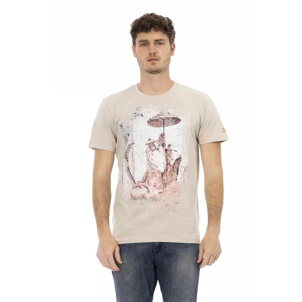 Trussardi Men's Beige T-Shirts, L, Cotton T-Shirt
