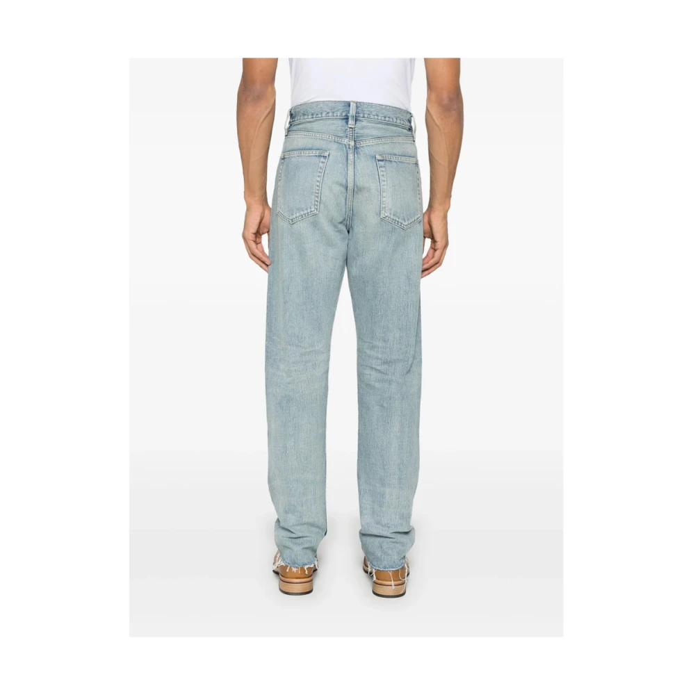 Fear Of God Blauwe Tapered Leg Jeans met Logo Patch Blue Heren