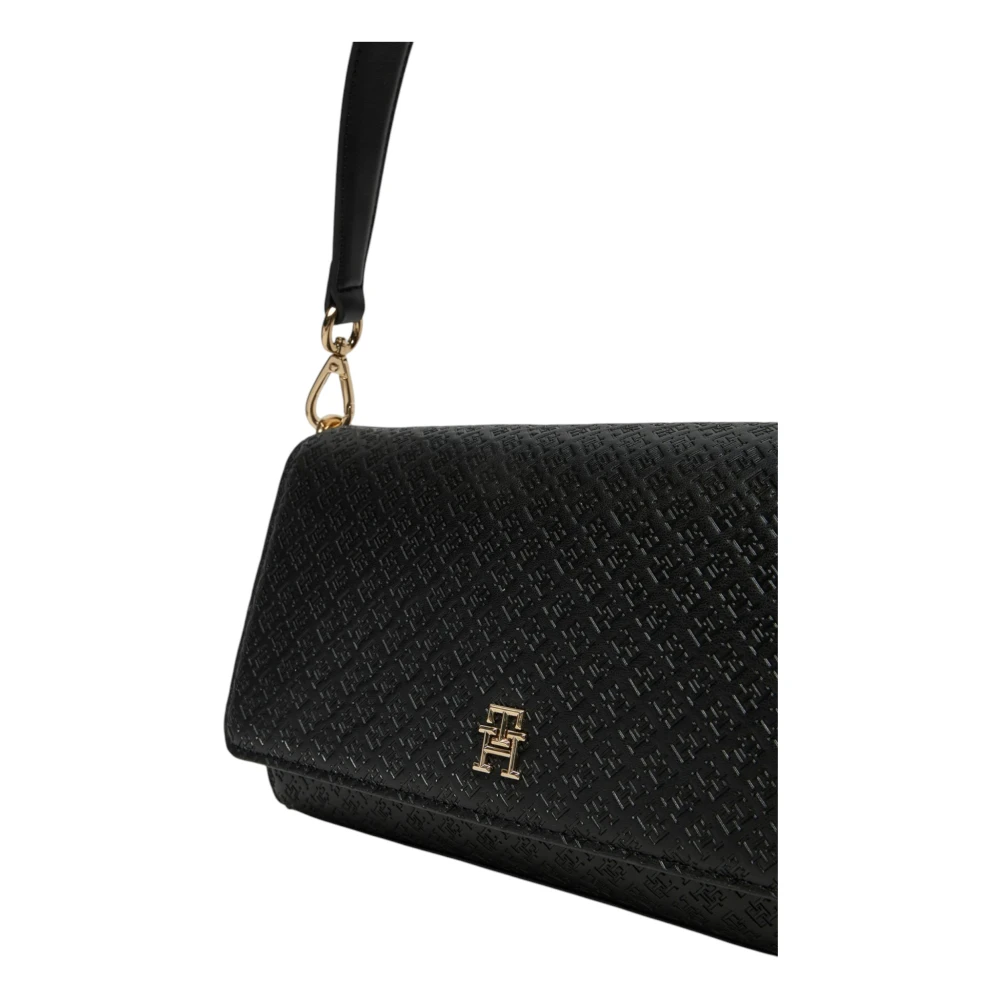Tommy Hilfiger Zwarte Clip Sluiting Dames Handtas Black Dames
