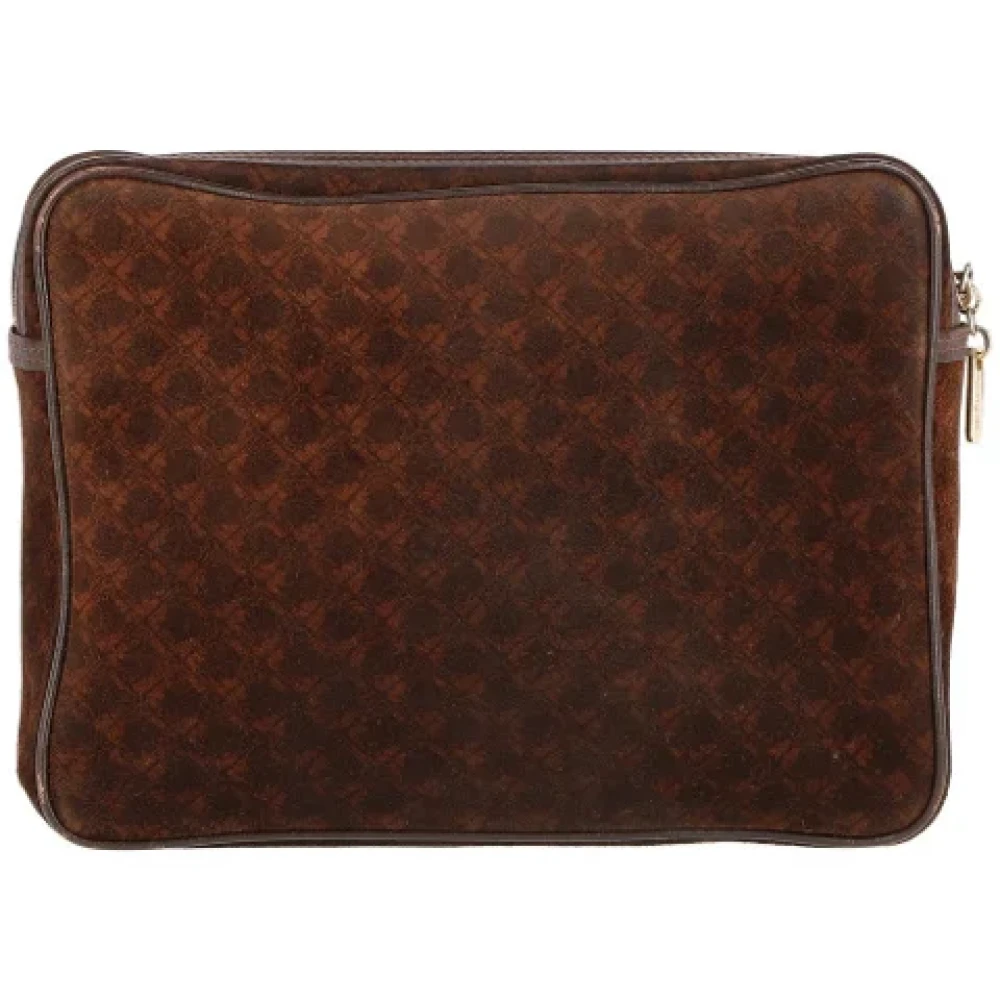 Salvatore Ferragamo Pre-owned Suede pouches Brown Dames