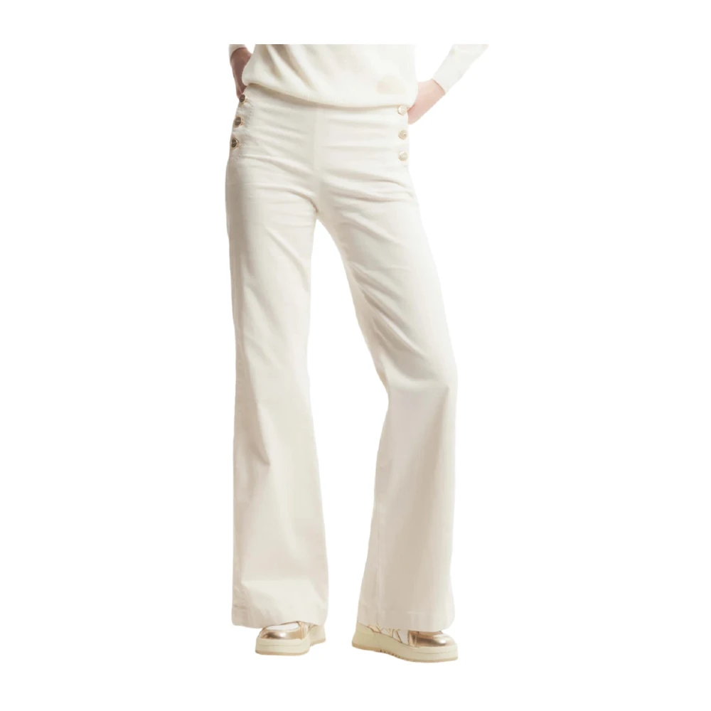 Kocca Beige Flare Jeans met decoratieve knopen Beige Dames