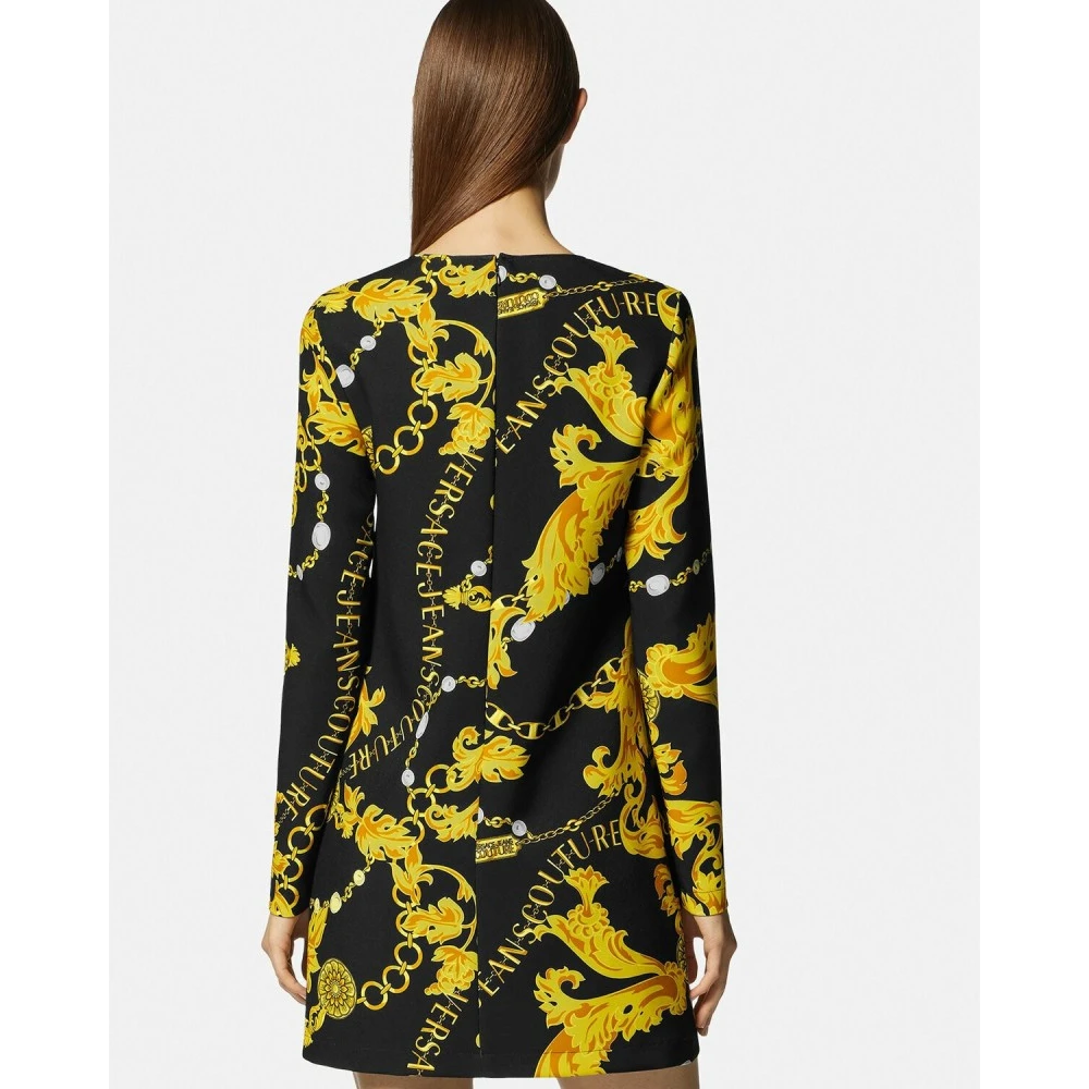 Versace Jeans Couture Iconische Rechte Jurk met Polyester Mix Black Dames
