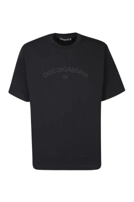 Rundhals Bomull T-shirt med Logo Print