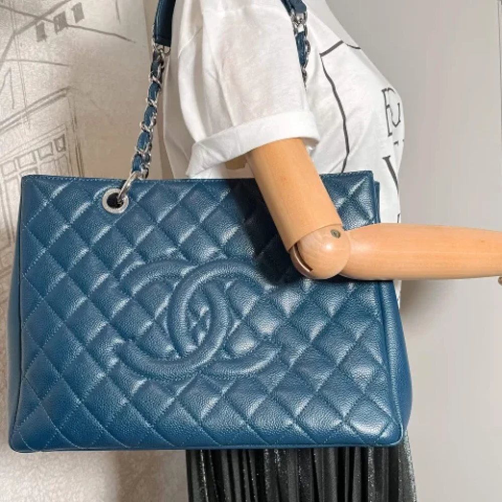 Chanel Vintage Pre-owned Leather totes Blue Dames