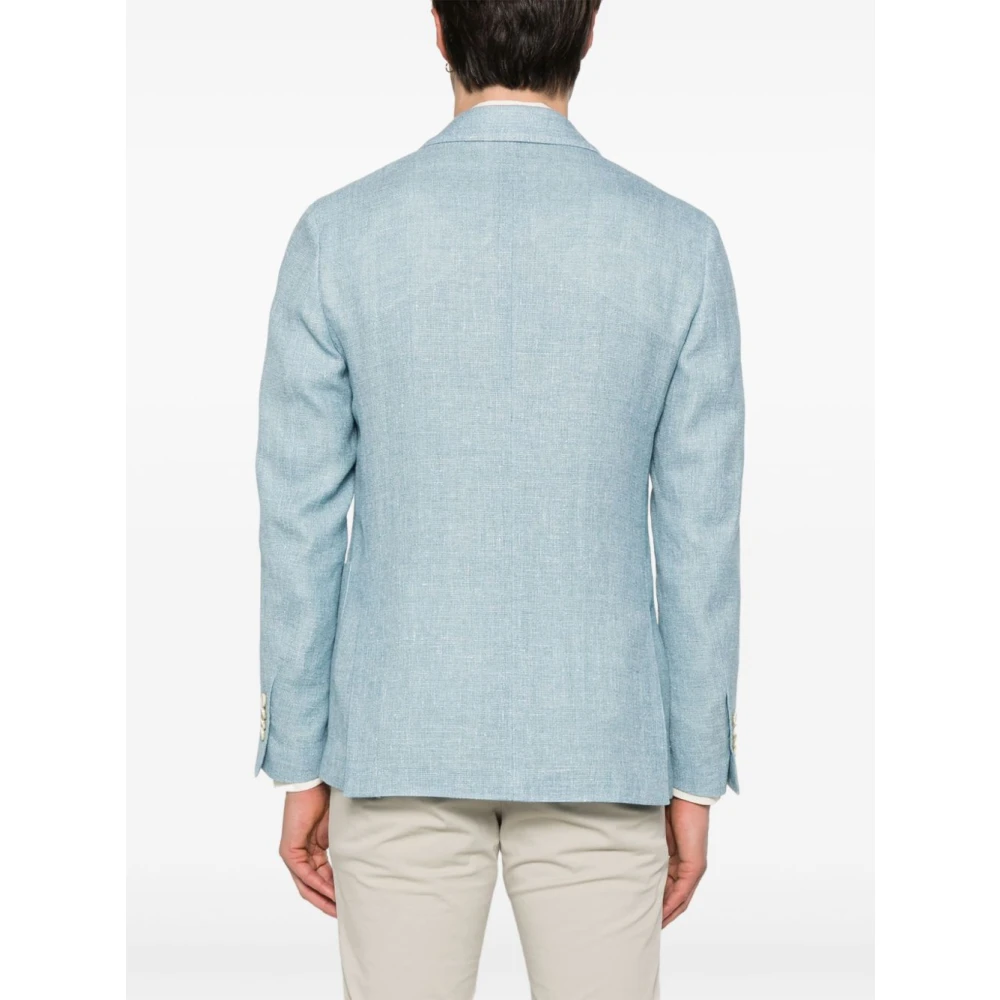 Lardini Lichtblauwe Jas Knoopsluiting Zakken Blue Heren