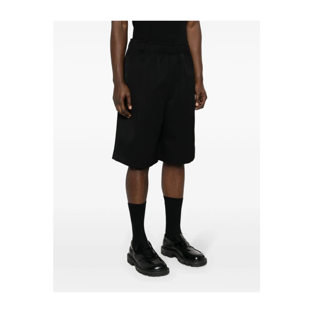 Jacquemus Zwarte wollen keperstreep Bermuda shorts Black Heren