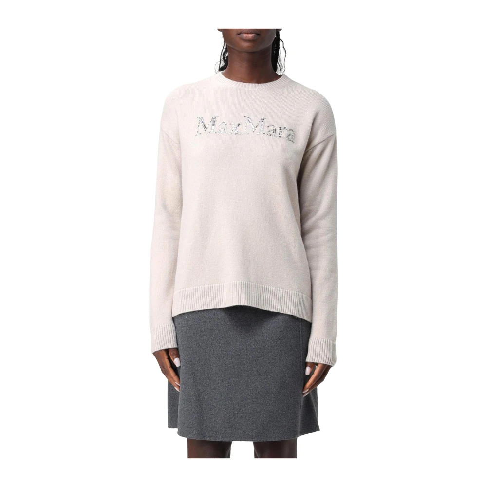 Max Mara Witte Wol Kasjmier Trui White Dames