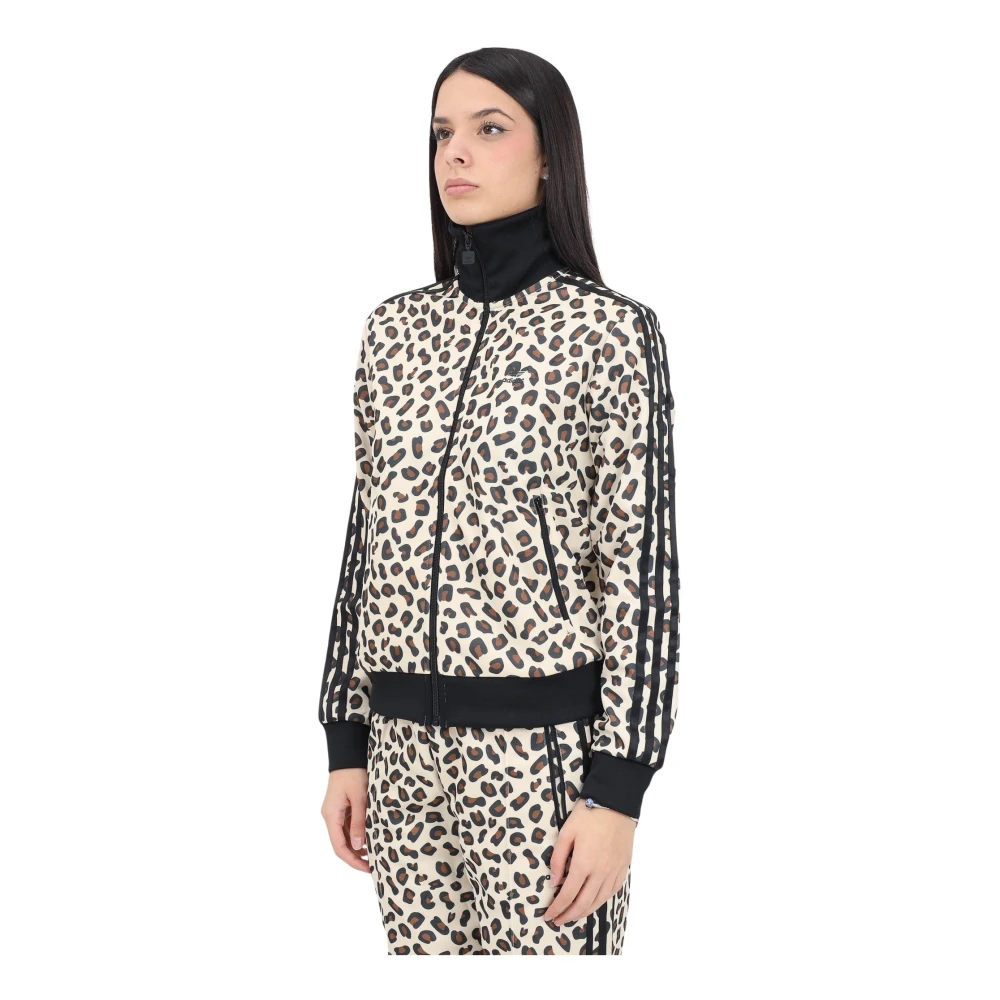 adidas Originals Leopard Firebird Zwarte Rits Sweater Black Dames