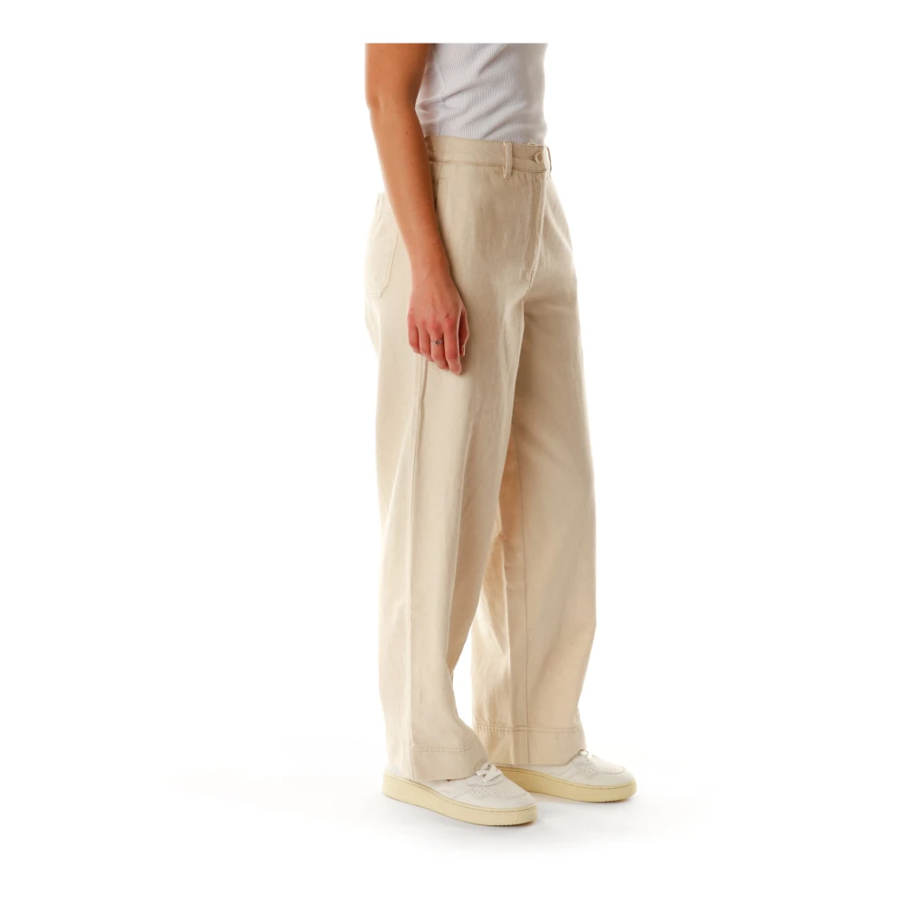 American vintage Relaxed Fit Broek met Middelhoge Taille Beige Dames