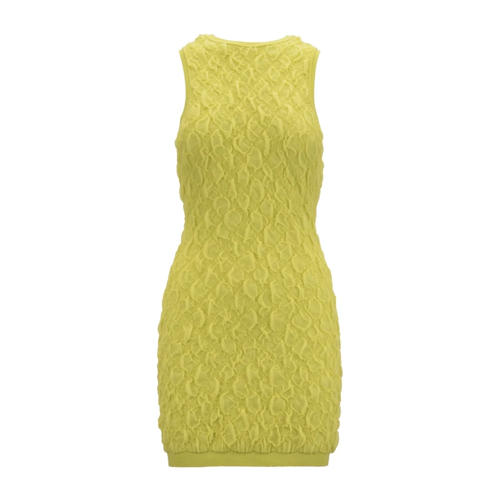 Elisabetta Franchi Korte Mouw Gebreide Jurk Yellow Dames