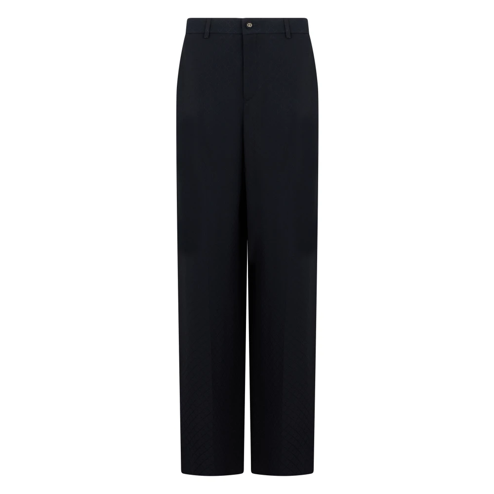 Gucci Women's Black Straight Trousers, Xs, Silk Jacquard Trousers