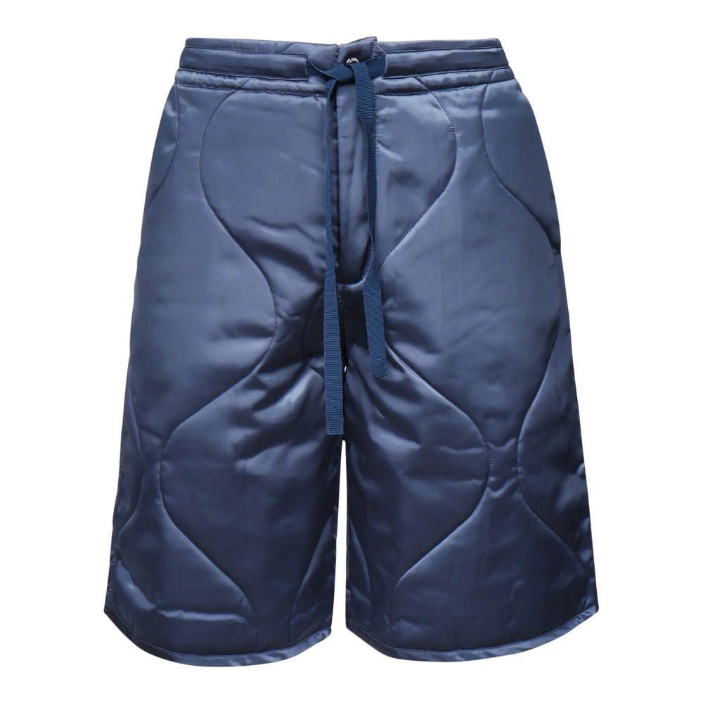 JW Anderson Gewatteerde Satijnen Elastische Taille Shorts Blue Heren