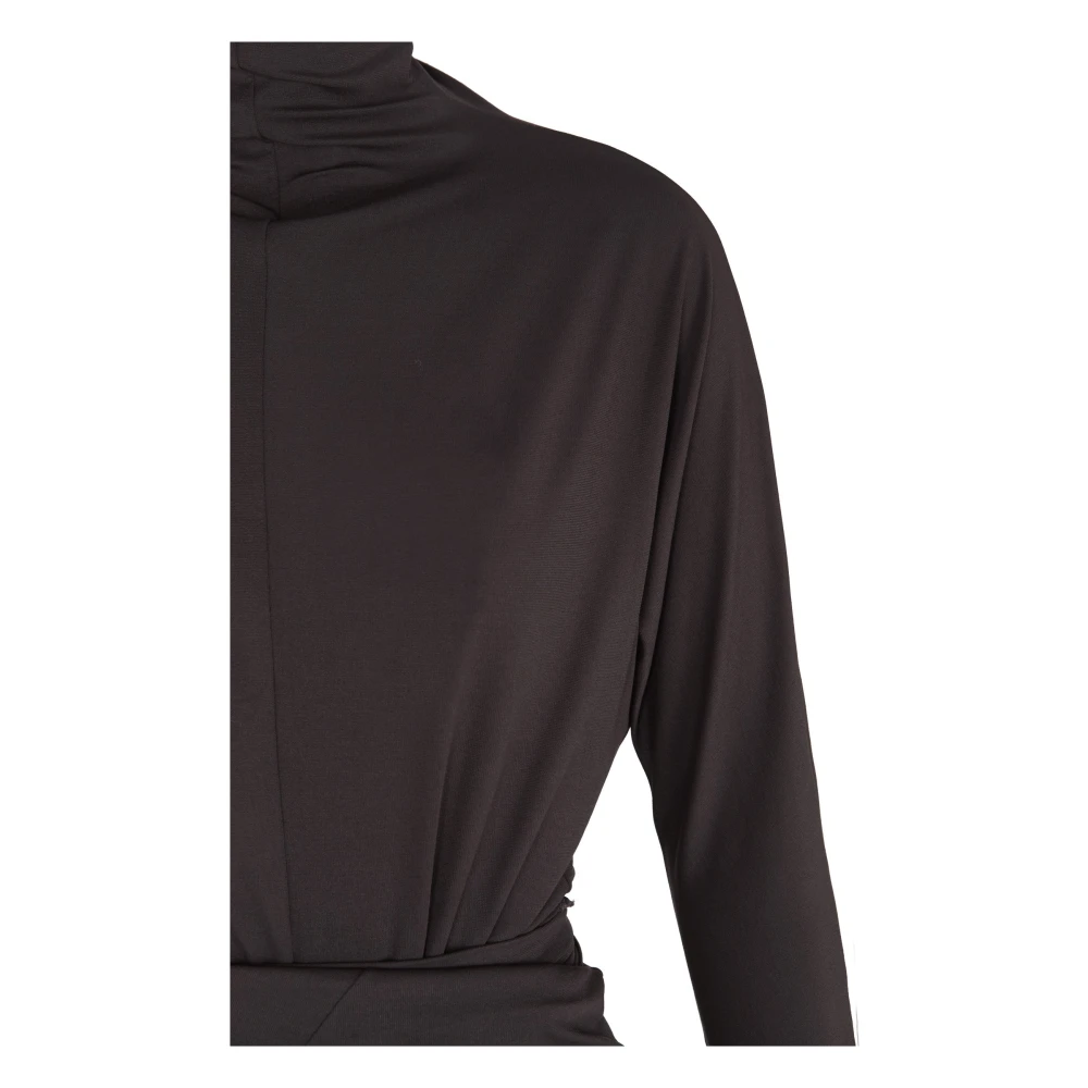 Cortana Lange jurk in grafiet cupro stretch Black Dames