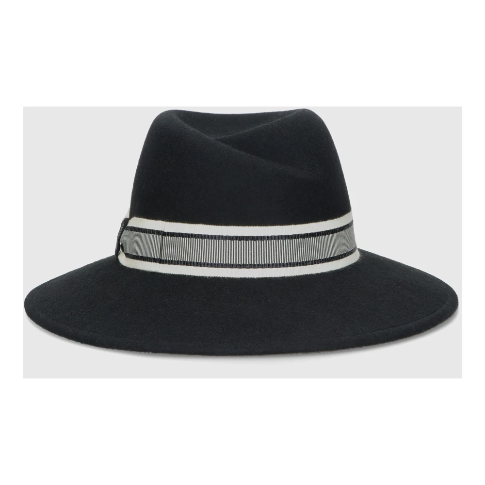 Borsalino Gestreepte wollen vilthoed Black Dames