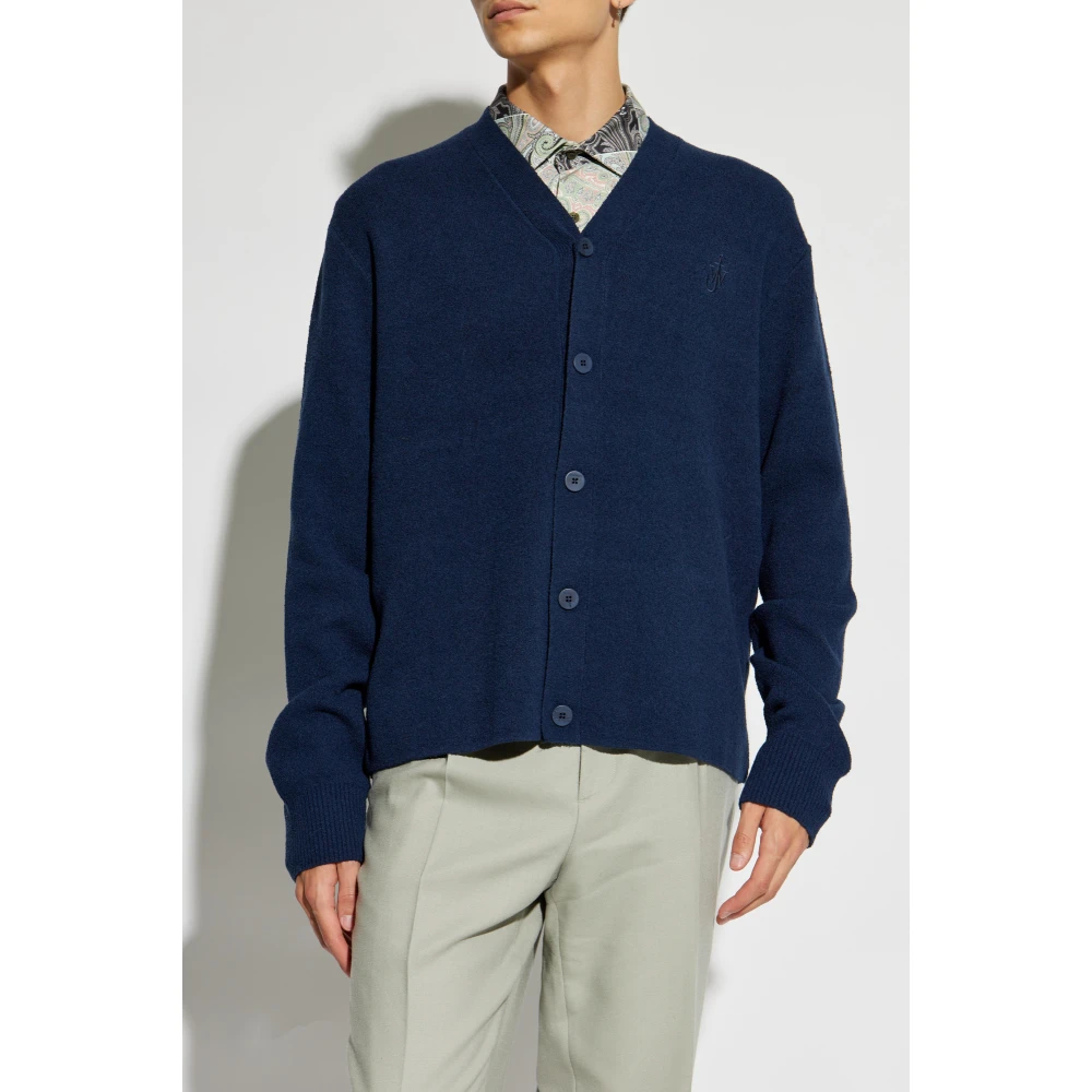 JW Anderson Cardigan met logo Blue Heren