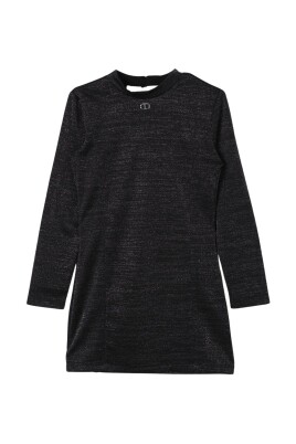 black-glitter-mini-dress-with-high-neck