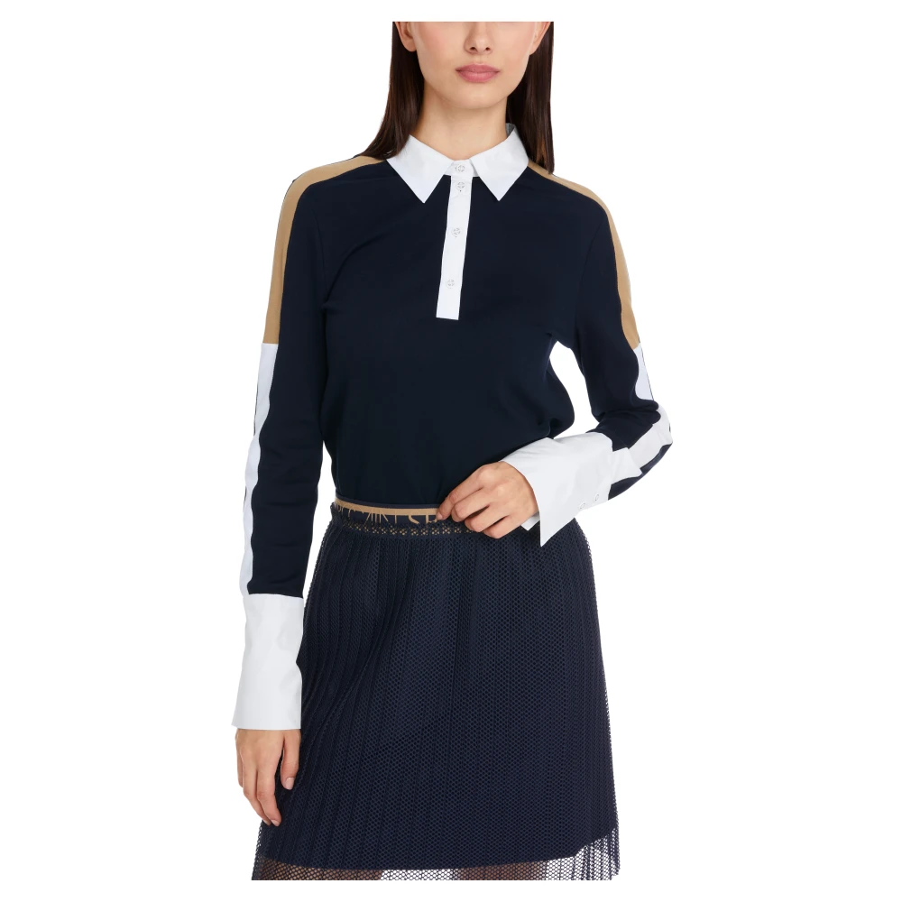 Marc Cain Navy Polo Shirt Klassieke Stijl Blue Dames