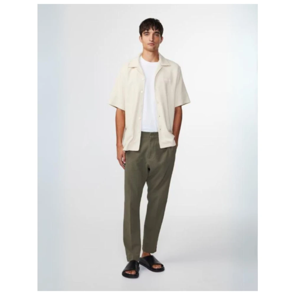 Nn07 Katoenmix Gekreukelde Broek Green Heren
