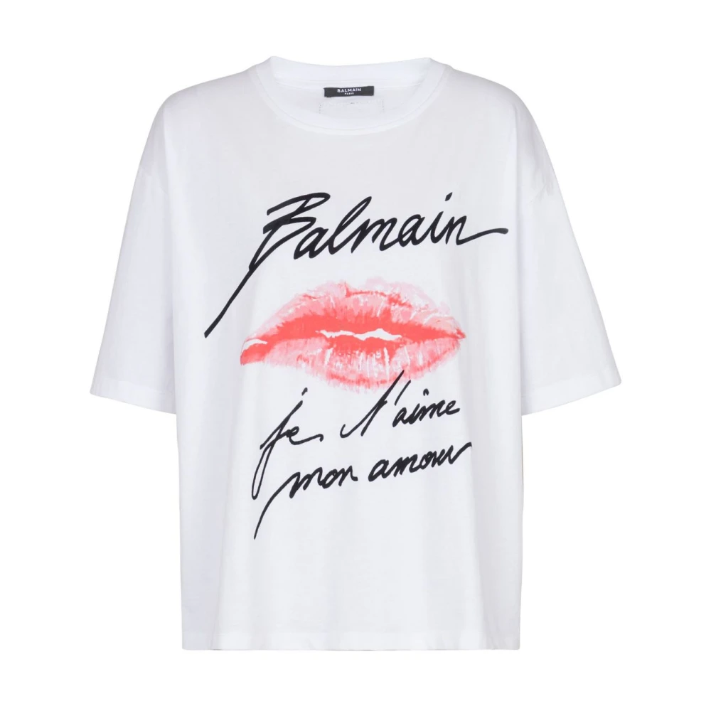 Balmain Printed Kiss T-shirt White, Dam