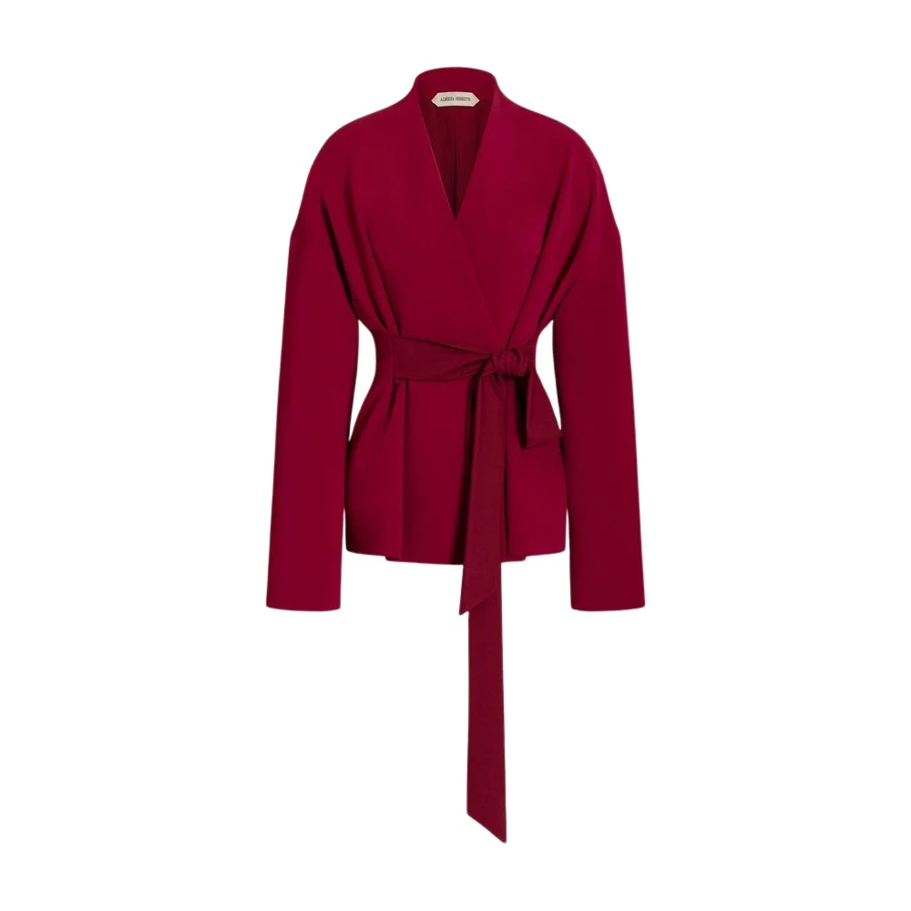 Alberta Ferretti Kimonos, Female, L, Stretch Cady Jacket With Bow Red